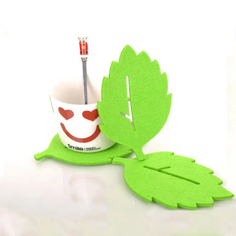 3 шт. модный лист образный Чайный подстаканник теплоизоляционный фетровый коврик