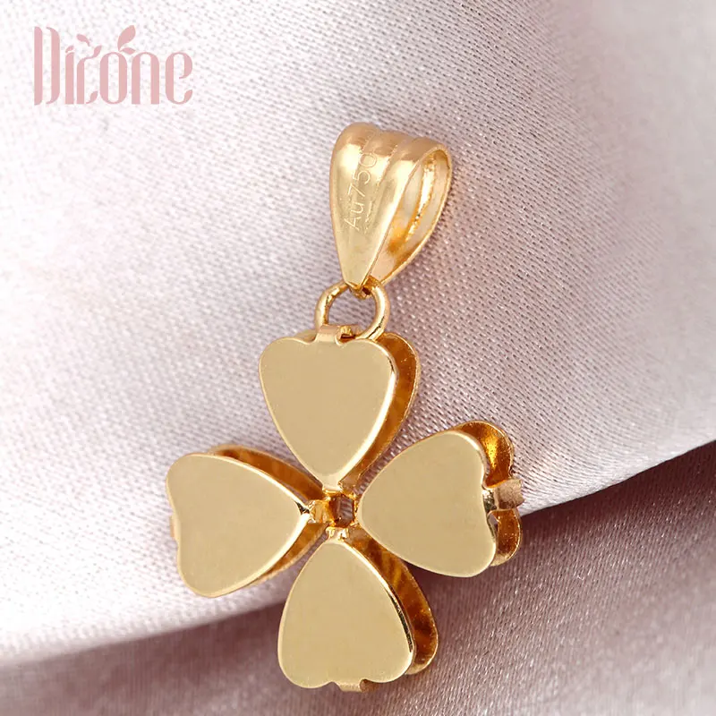 18K золотой кулон золото розовое платина лотерея счастливый клевер в форме сердца