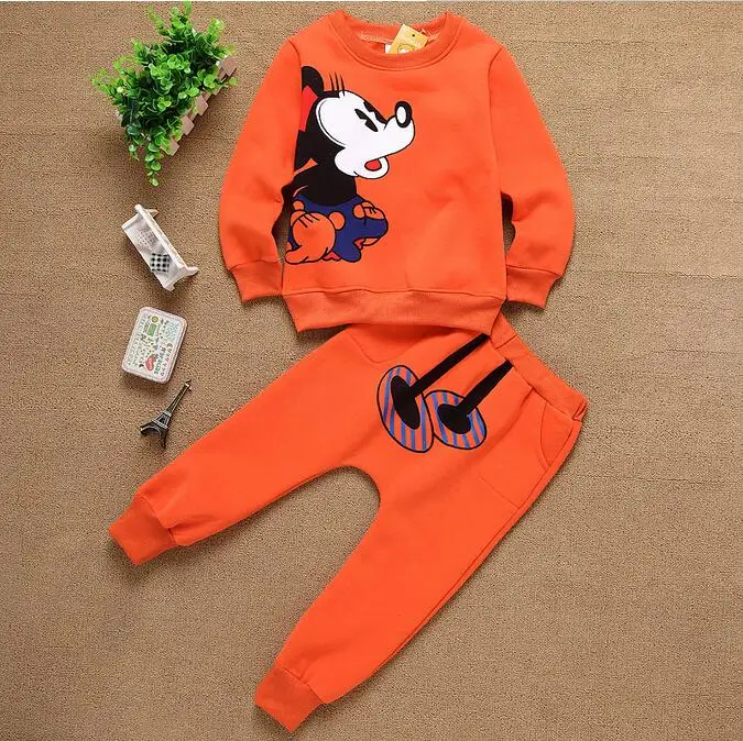2016 New kids clothes girls mickey cartoon children clothing sets casual long sleeved tops + pants 2pc baby boy sport suit | Детская