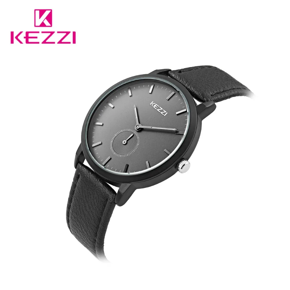 Фото Часы Kezzi для пар, женские наручные часы, мужские повседневные часы с кожаным ремешком, женские часы №2
