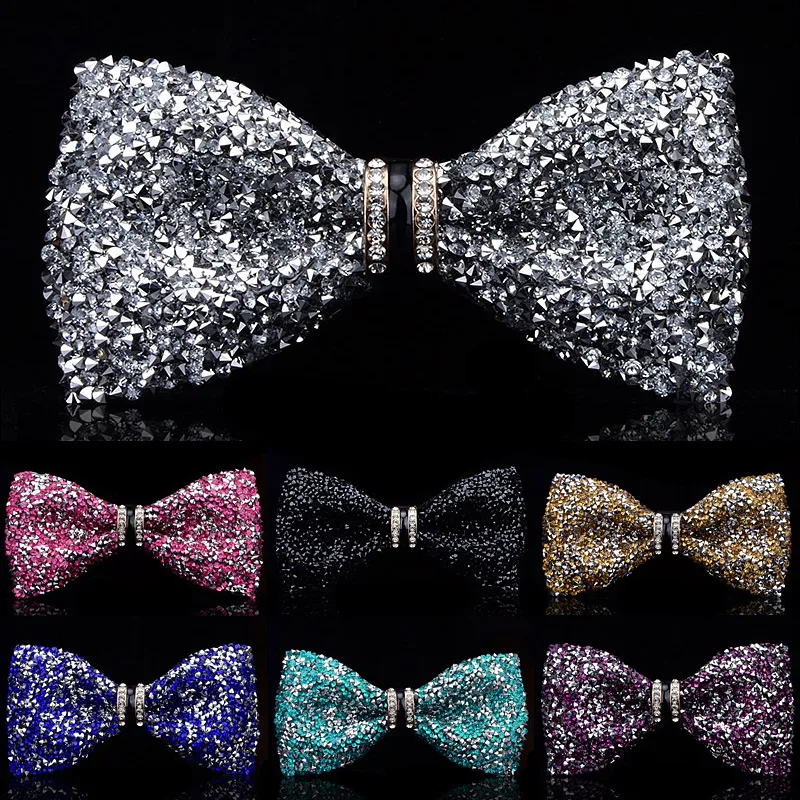 New fashion tuxedo bow tie men red and black Crystal glass groom marry wedding party colorful striped butterfly cravats mens | Аксессуары