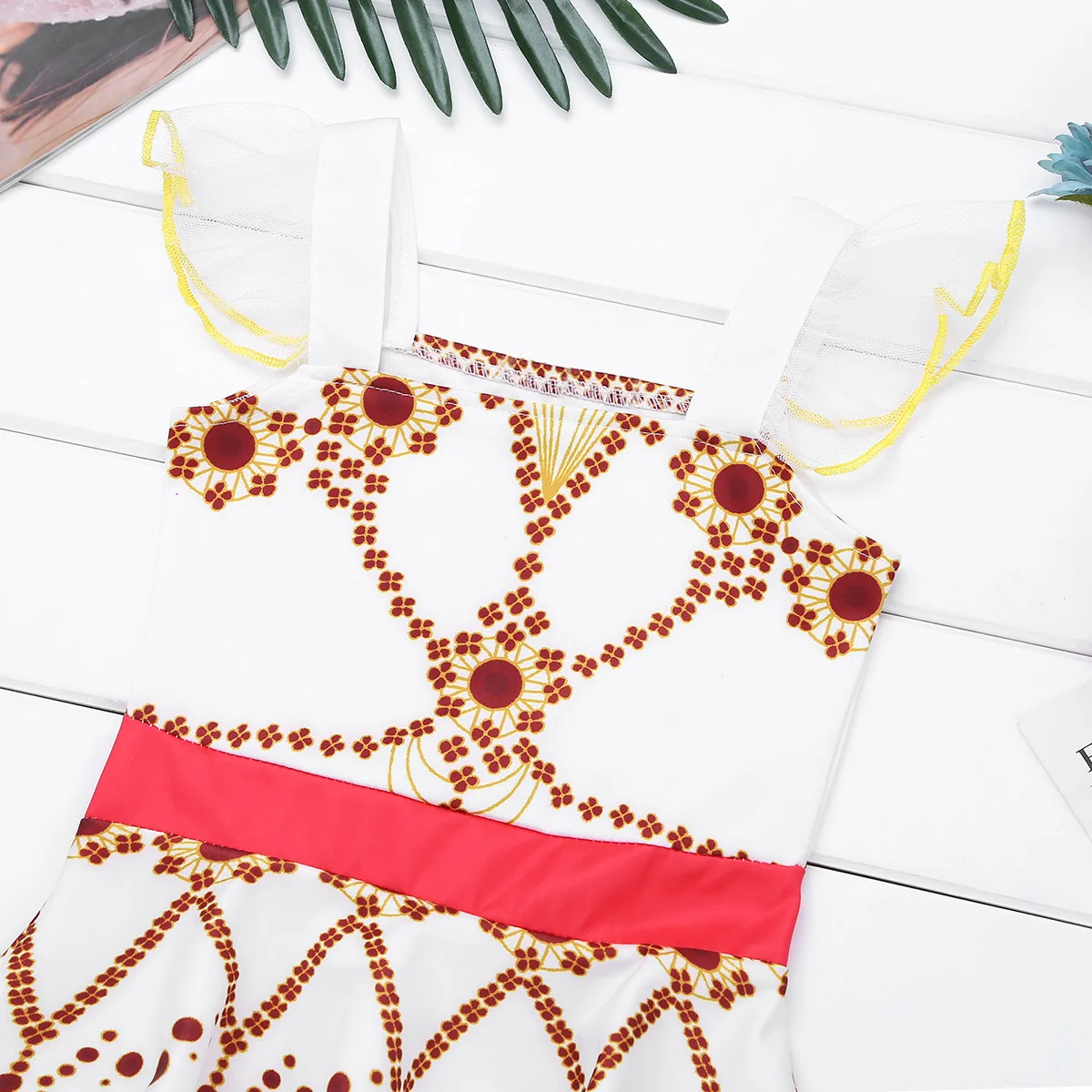 Детское балетное платье пачка ChicTry с оборками на рукавах и квадратным вырезом