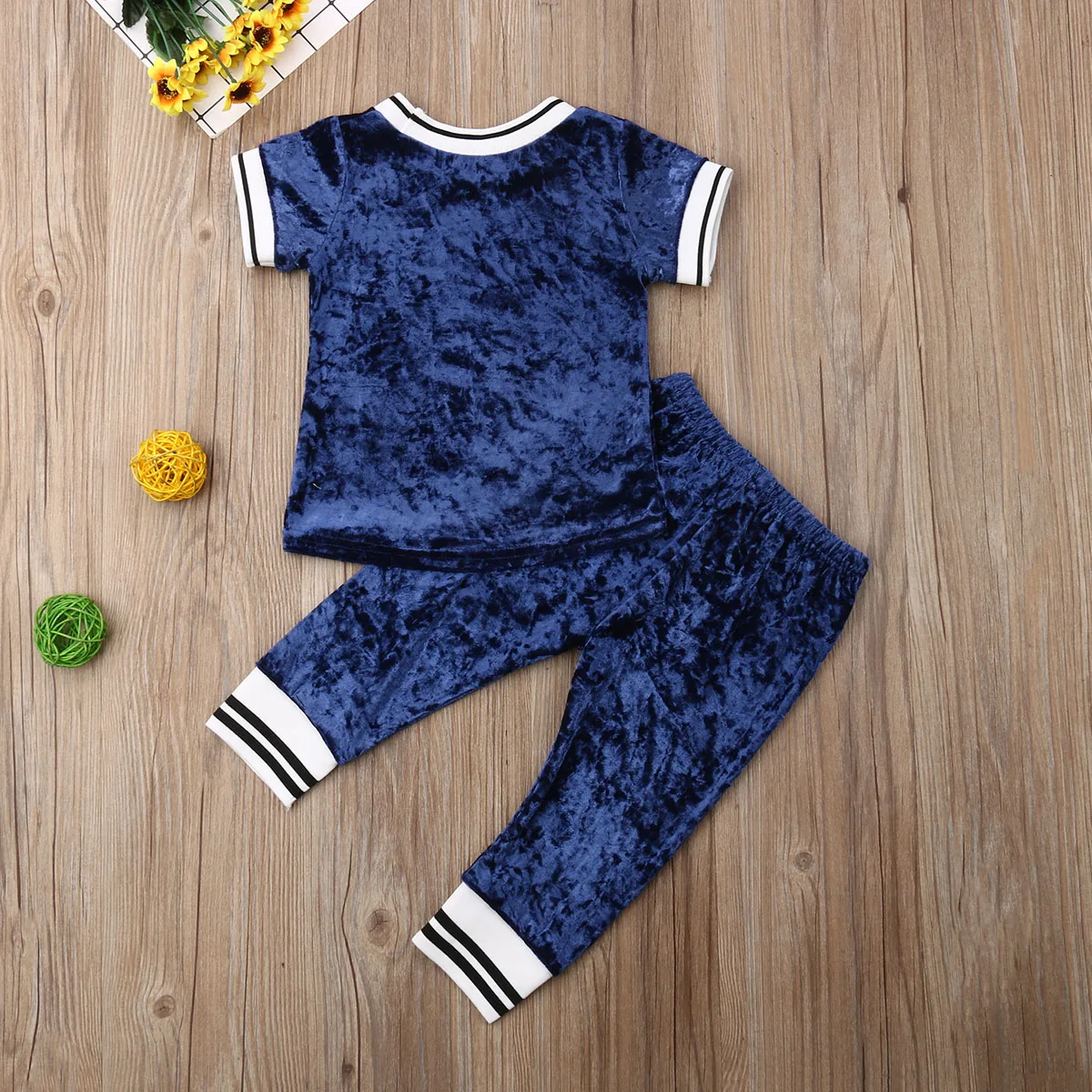 Emmaababy/детский Бархатный спортивный костюм с короткими рукавами для маленьких
