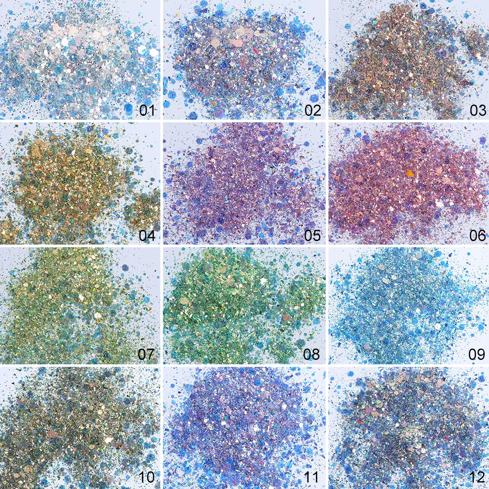 1Box Mixed Colors Shiny Glitter Powders For Nails Hexagon Irregular Flakes Paillette Mermaid Nail Art Polish Decor LAXKP01-12 | Красота и