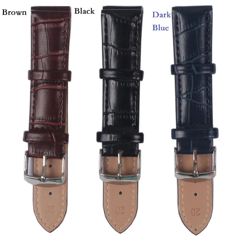 Wholesale 10pcs a lot 12 14 16 18 20 22mm Black/Brown/Red/Purple Faux Leather watchband Watch Strap Wristwatch Bands Buckle belt