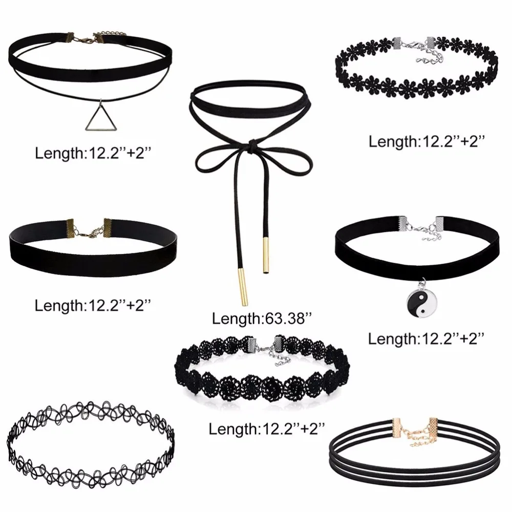 Новинка 2017 года Винтаж Chocker 8 шт./лот панк Collier Femme эластичного бархата Готический