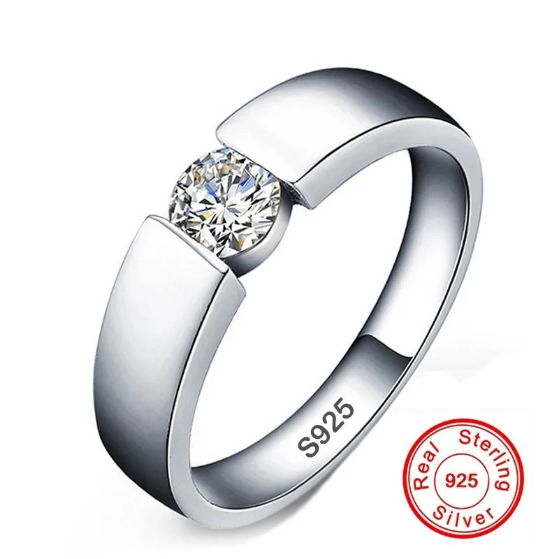 Классические оригинальные Твердые 925 набор серебряных колец 6 мм 1ct CZ SONA Алмазные обручальные кольца ювелирные изделия Свадебные кольца для мужчин и женщин