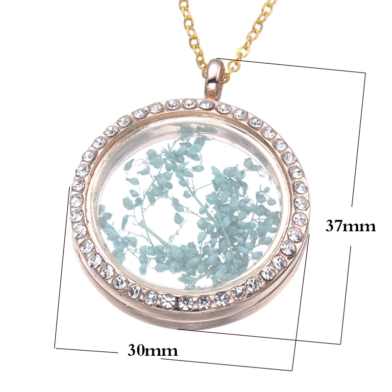 Очаровательное нежное ожерелье круглой формы с плавающим сушеным цветком