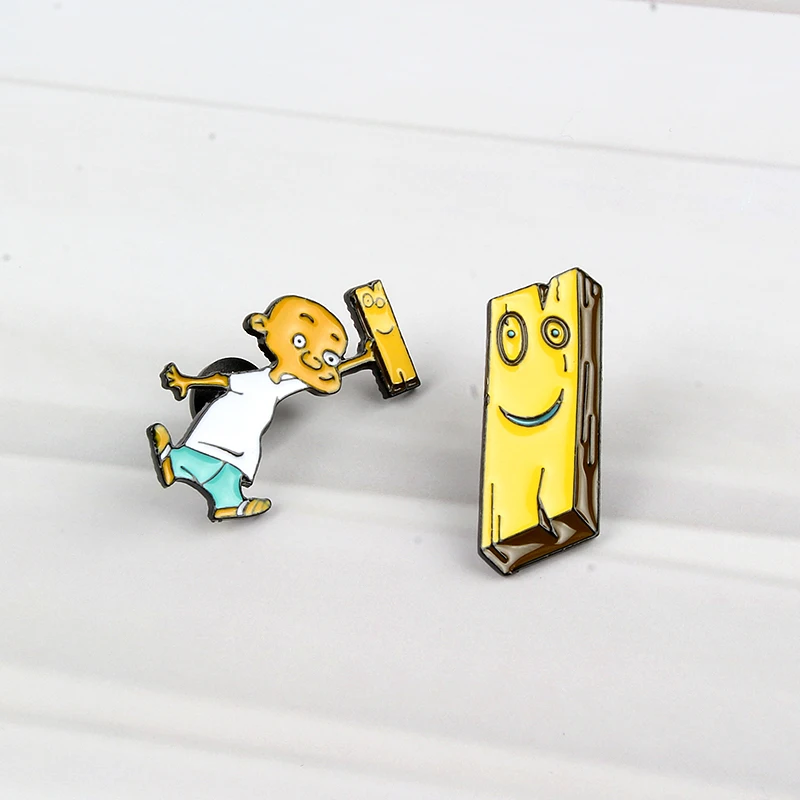 Забавная брошь на булавке с изображением деревянной доски Ed Edd &amp Eddy джинсовое
