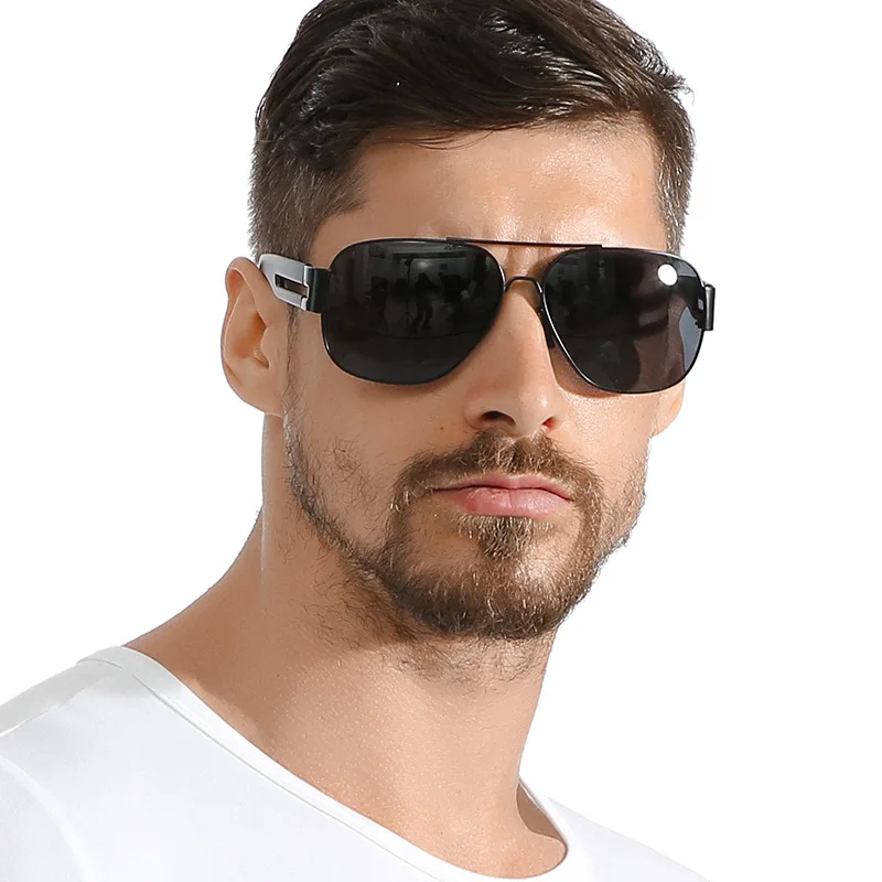Ruosyling UV400 пилотные солнцезащитные очки для мужчин, Поляризованные матовые черные темные солнцезащитные очки RetroTR90, ультралегкие гибкие водительские очки