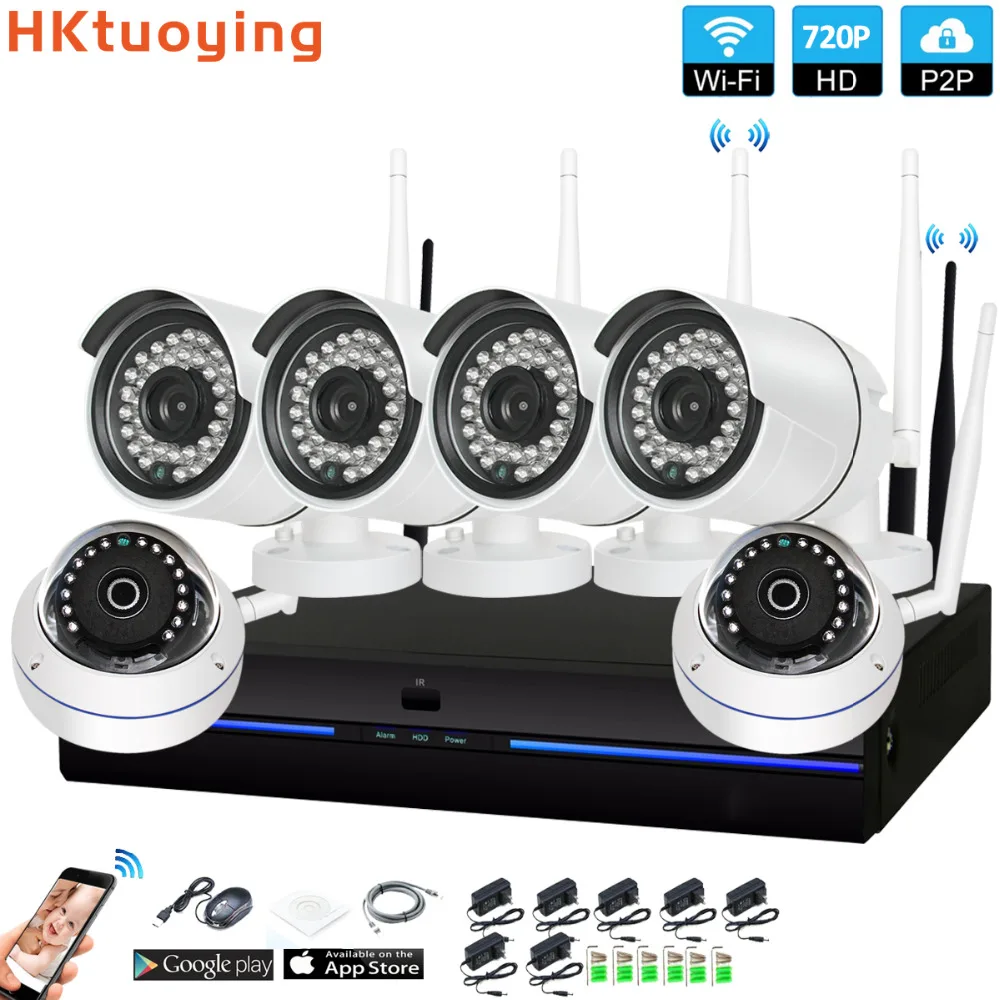 Plug and Play 6CH 1080 P HD Беспроводной NVR комплект P2P 720 внутренний наружный IR Ночное