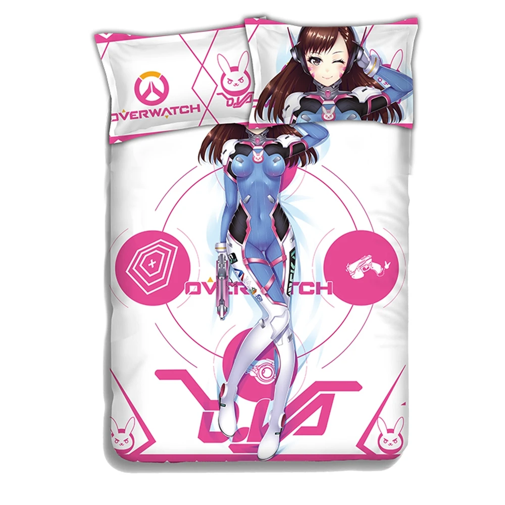 Аниме JK игры ВЛ D. Va Hana песня dva Косплэй кашне комплект кровать плоский лист Стёганое одеяло наволочка постельного белья 4 шт