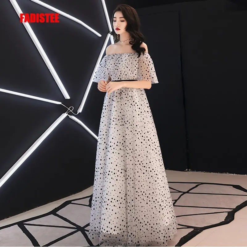 Женское длинное вечернее платье FADISTEE кружевное трапеция с вырезом лодочкой и