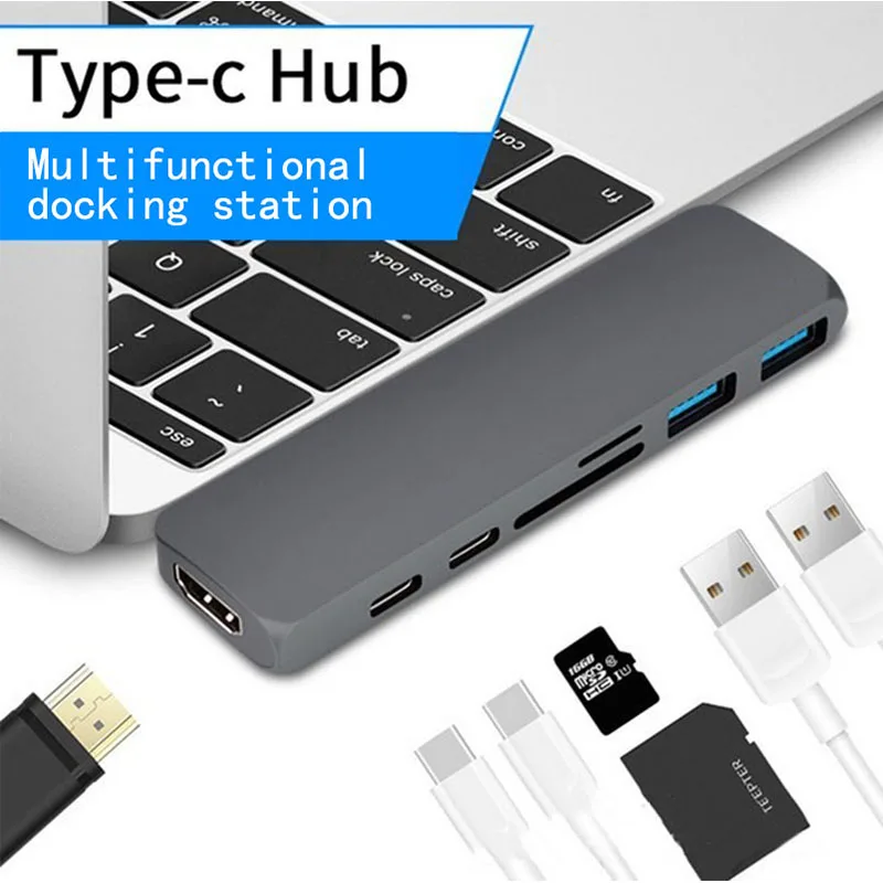 Док станция Fealushon с разъемом типа C HDMI USB хаб для ноутбука Macbook Pro HP DELL Surface Lenovo