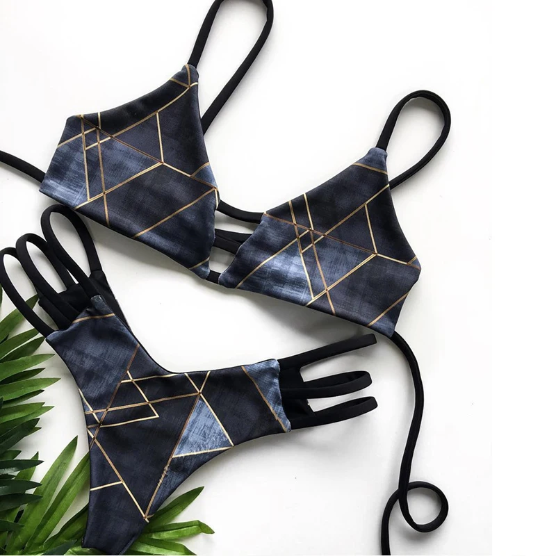 

Сексуальные бикини, женские клетчатые стринги, купальник, бандажный бразильский комплект бикини, купальник, купальный костюм, летняя пляжн...