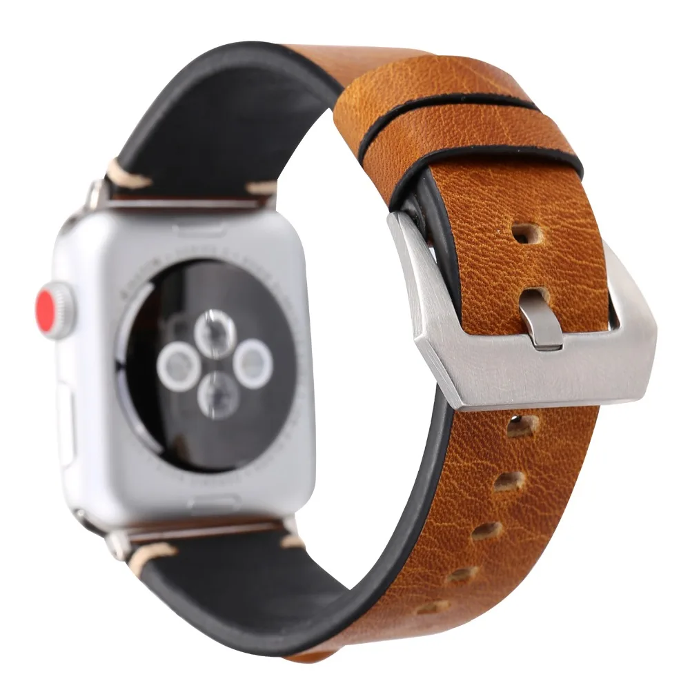 Панк 3D Браслет из натуральной кожи для apple watch серии 4 3 2 1 кожаный сменный ремешок