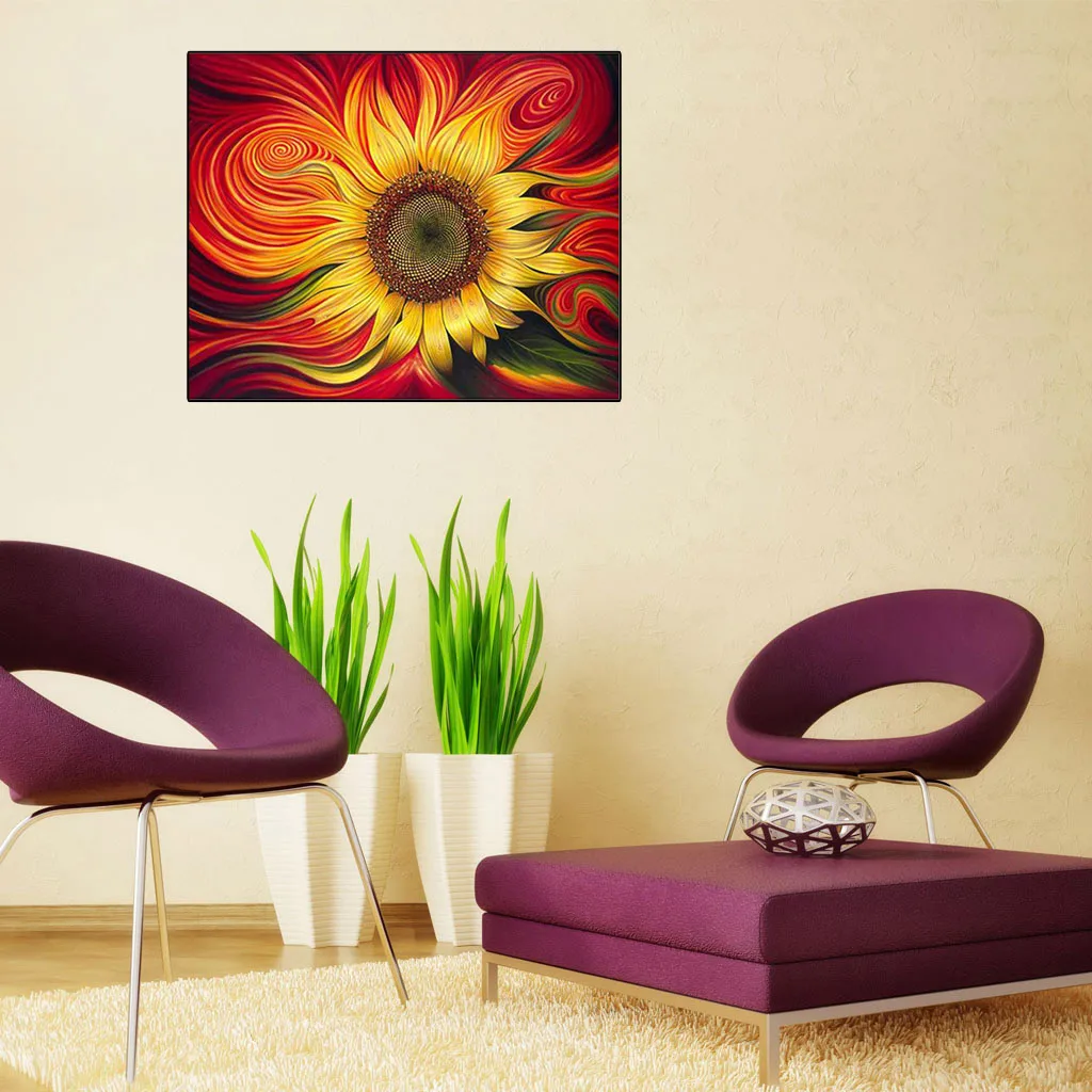 Безрамное Подсолнух DIY Цифровая масляная краска по номеру холст художественное