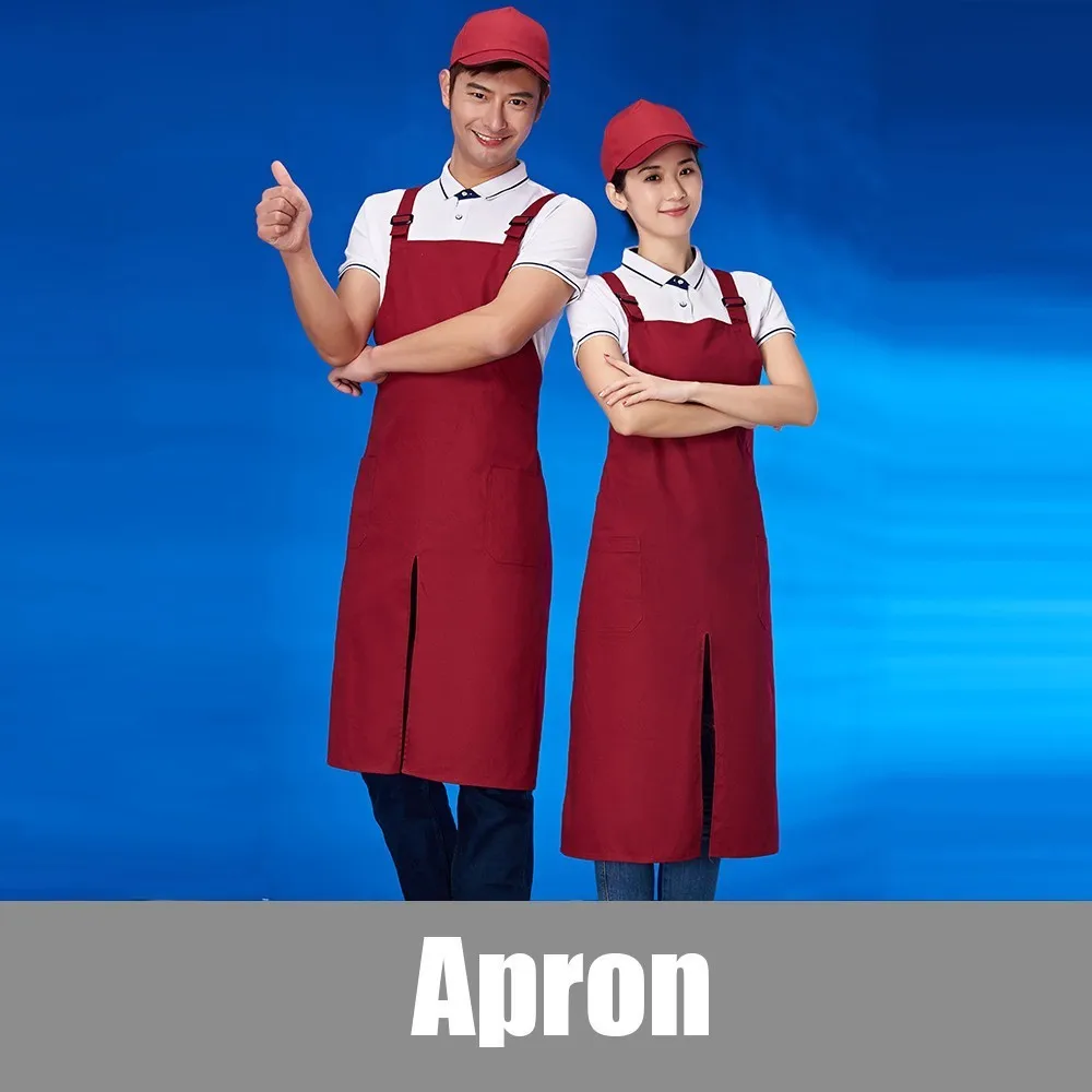 Red Apron Чистый хлопок анти вода для женщин и мужчин с принтом логотипа шеф-повара Кухня Фартук Ресторан Официант кафе парикмахер повесить шеи парикмахеры - Цвет: Red Apron