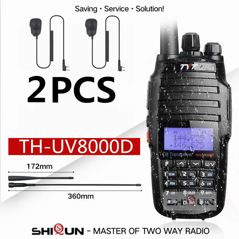 Add 2 Microphones SP 2 шт. TYT TH-UV8000D рация 10 км Двухдиапазонная VHF UHF 10 Вт Радио 10 км 3600 мАч функция перекрестного ретранслятора TH UV800D 8000E - Цвет: Add 2 Microphones SP