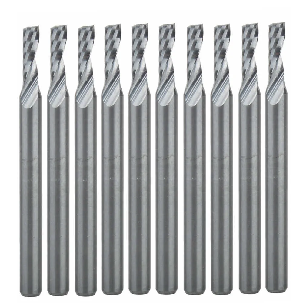 

10pcs 3.175*2.5*8mm Single Flute Bit Carbide End Mill Set, CNC Router End Mills for Wood Cutter Milling