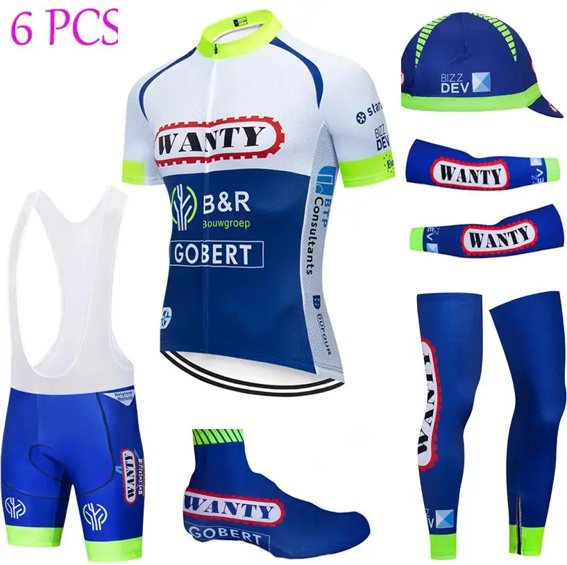 Красный Полный комплект для велоспорта wanty team Bike jersey дышащий мужской Ropa Ciclismo велосипедные майки 9D велосипедные шорты и гетры с рукавами - Цвет: Красный