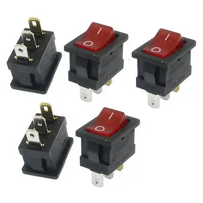 

10 Pcs Red Light Illuminated ON/OFF 2 Position SPST Boat Rocker Switch 3 Pin KCD1-102N 10A/6A 125V/250V