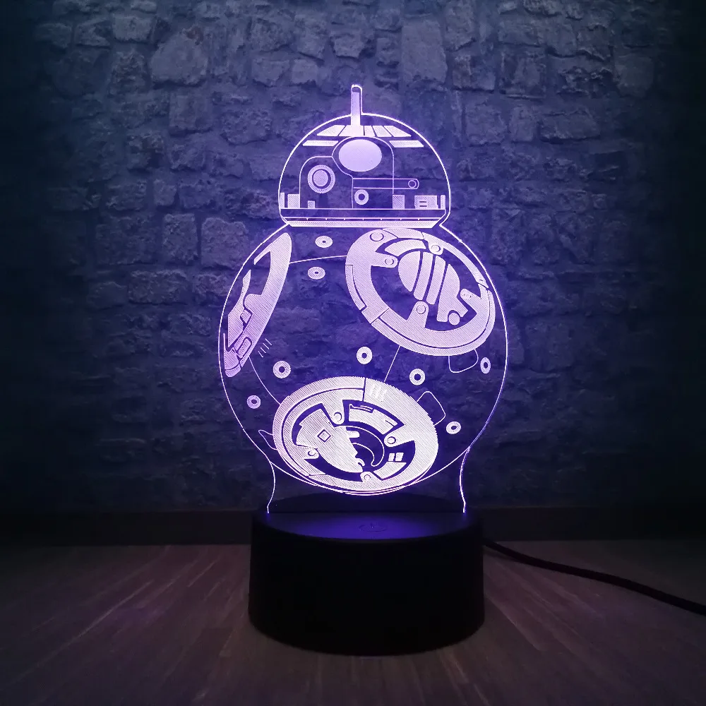 3D Светодиодная лампа Звездные войны подарок для мальчика игрушки робот BB-8 шар 7
