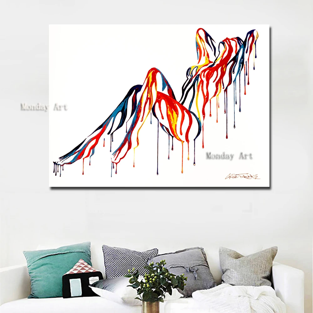 Acrylic Paintings best Hand Painted Abstract Home Decor Wall Art Nude Women Oil Painting on Canvas Palette Knife Naked Picture | Дом и сад