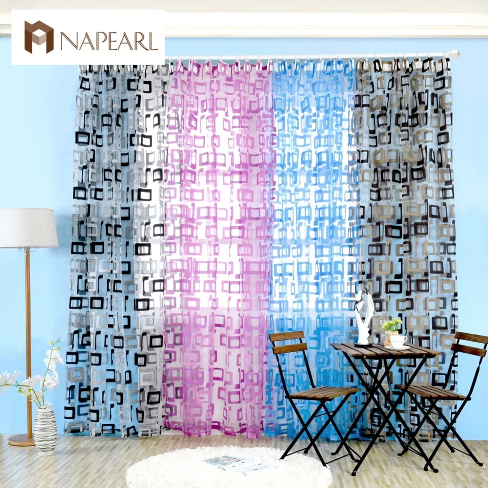 NAPEARL, 1 шт., органза, занавески на окна, готовые, отвесные занавески, панели, тюль, квадратные, современный, простой дизайн, занавески для гостиной