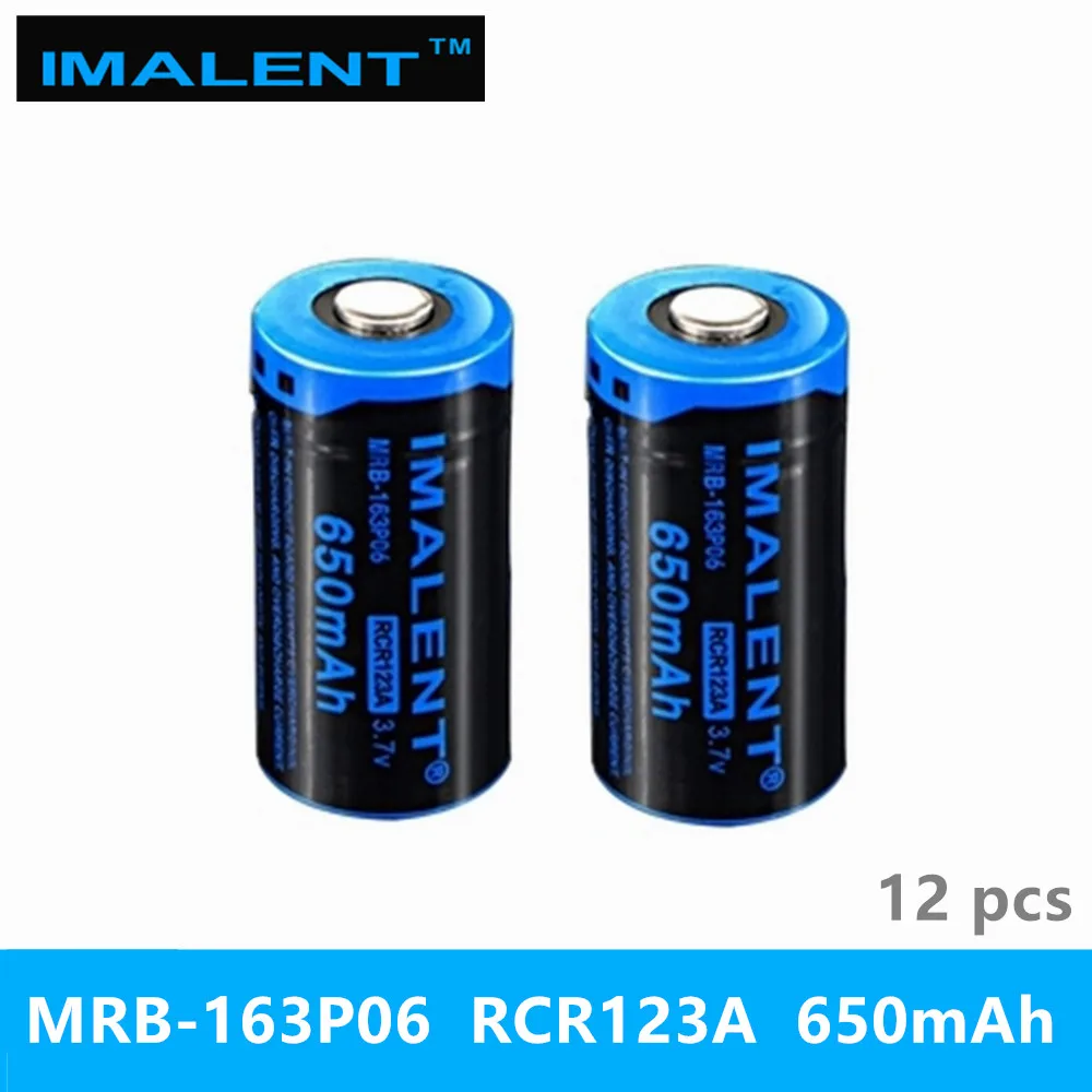 12 шт. IMALENT 16340 650 мАч RCR123A 3 7 в литий ионный MRB 163P06 аккумуляторная батарея высокая