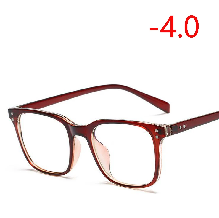 Myopia 400 1,56, асферические линзы, очки по рецепту, для женщин и мужчин, Ретро стиль, Rice Nail TR90, квадратные очки для близорукости, черная оправа, 0~-4,0 - Цвет оправы: Myopia 400