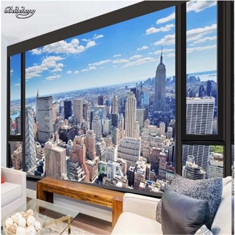 3d фотообои beibehang современный городской пейзаж тисненые обои кухня спальня