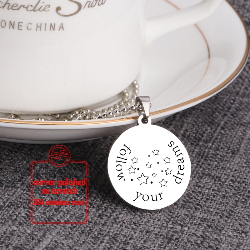 Inspires Follow Your Dreams Tag ювелирный кулон круглый кусок бирки ожерелье аксессуары лучший