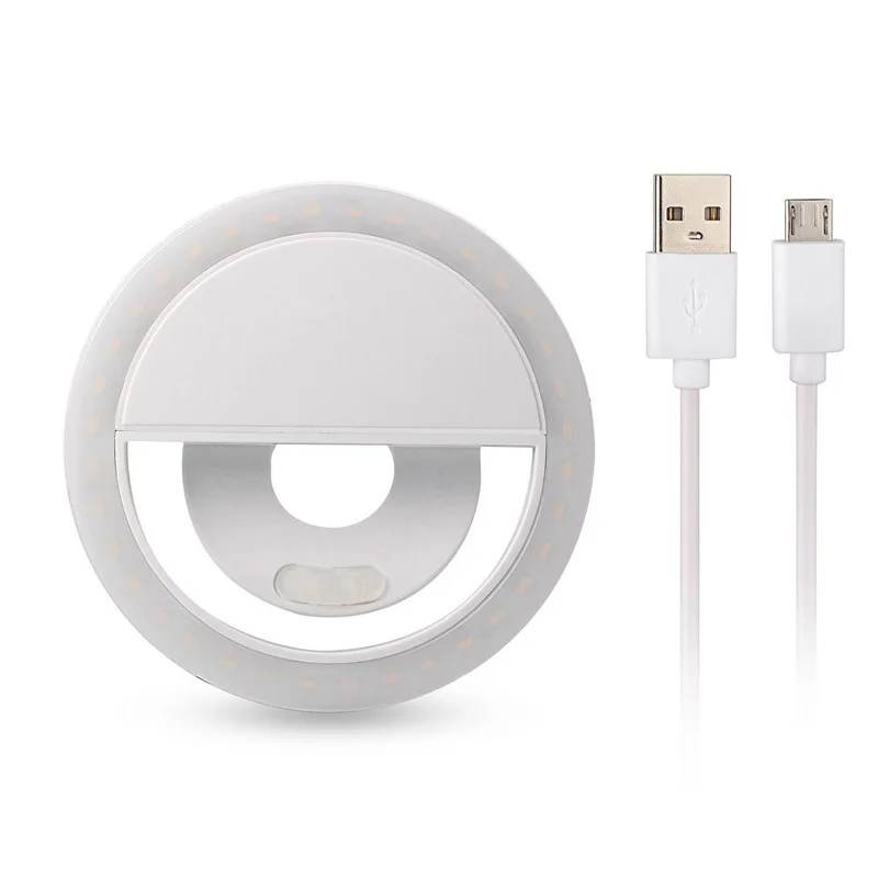 Белый Светодиодный селфи кольцо свет, usb-зарядка Портативный флэш-светодиодный Камера телефон фотографии освещения повышения Заполните свет для iPhone смартфона - Цвет: Белый