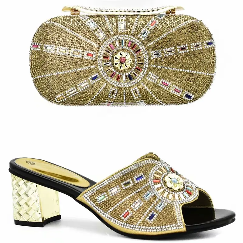 New Arrival Italian Ladies Shoes and Bags To Match Set African Shoe Bag Sets Decorated with Rhinestone Fashion Party | Обувь