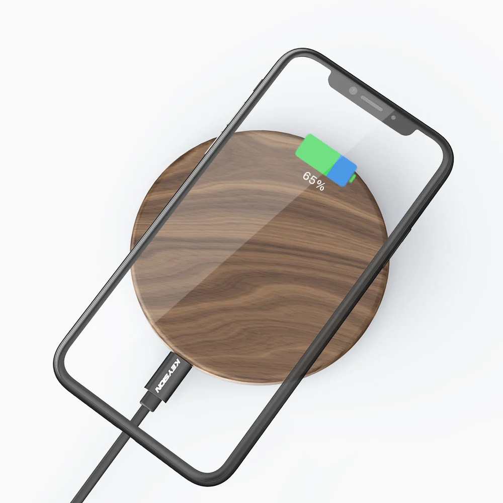 KS-FWCP01 KEYSION 10 Вт деревянное Qi Беспроводное зарядное устройство для iPhone 11 Pro XR XS Max Xiaomi mi9 быстрая Беспроводная зарядная подставка для samsung S10 S9 S8 - Тип штекера: KS-FWCP01