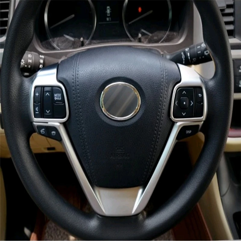 

WELKINRY car auto cover for Toyota Highlander Kluger XU50 2014 2015 2016 2017 ABS chrome steering wheel switch button knob trim