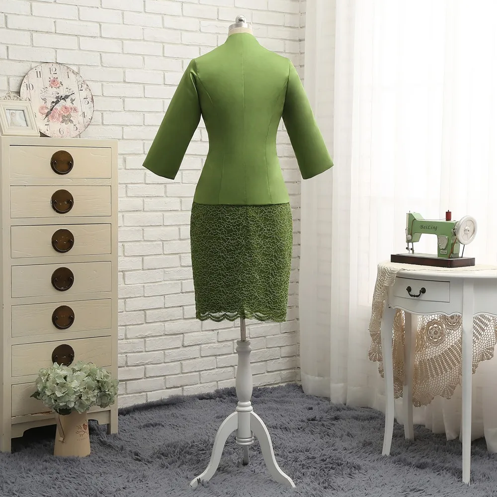 Размера плюс для матери невесты платья женщин Оболочка по колено с жакетом