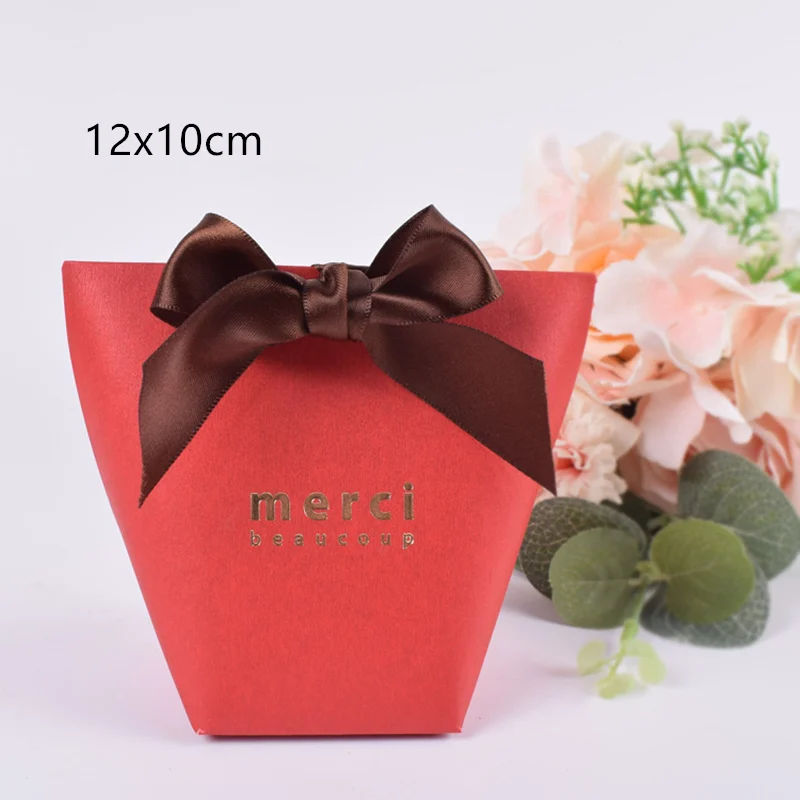 f 100 шт высококлассные черно-белые бронзовые "Merci" Сумки для конфет французские спасибо Свадебные сувениры Подарочная коробка посылка на день рождения - Цвет: f
