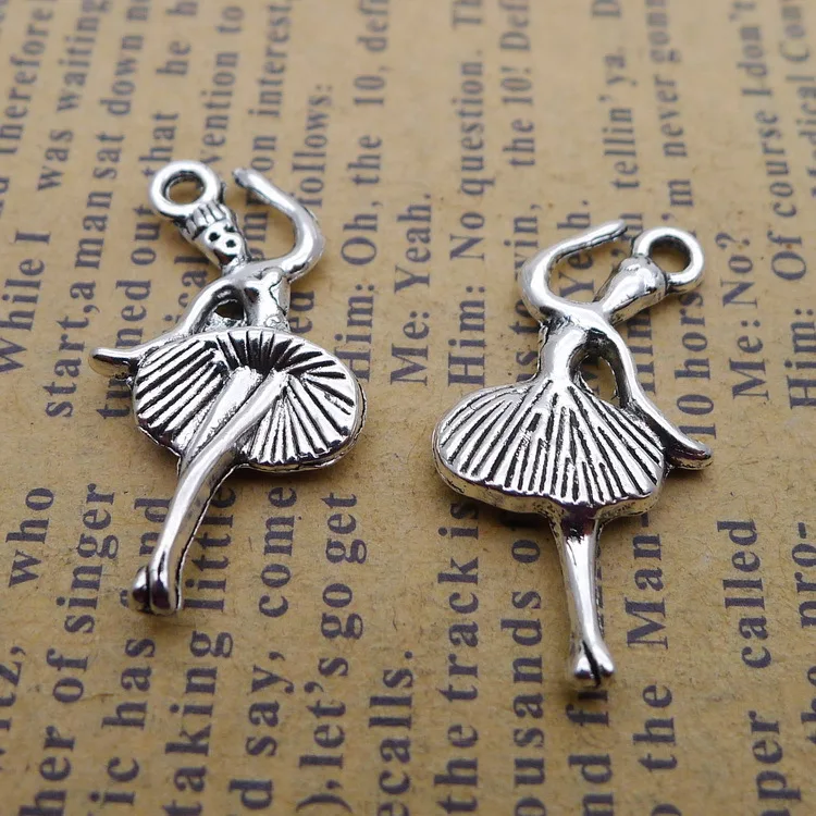 

RAINXTAR Fashion Alloy Ballerina Charms Ballet Dancer Charms For Girls Gifts 14*25mm 100pcs AAC1706