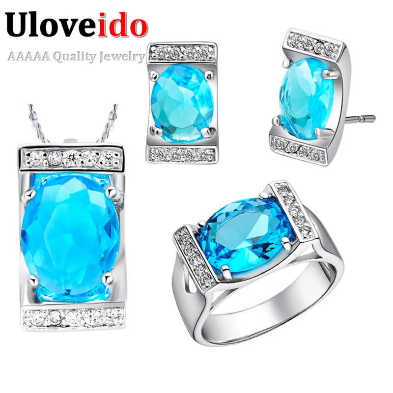 Uloveido Ювелирные наборы для женщин 2017 Винтажный серебряный цвет обручальное