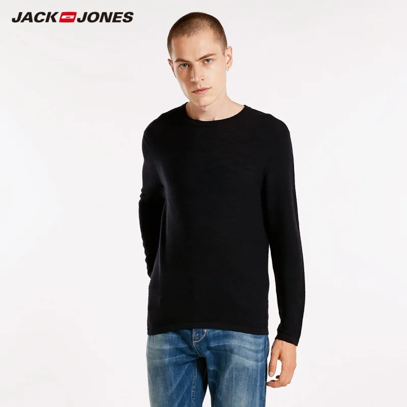 Мужской приталенный шерстяной свитер JackJones Повседневный пуловер с длинными