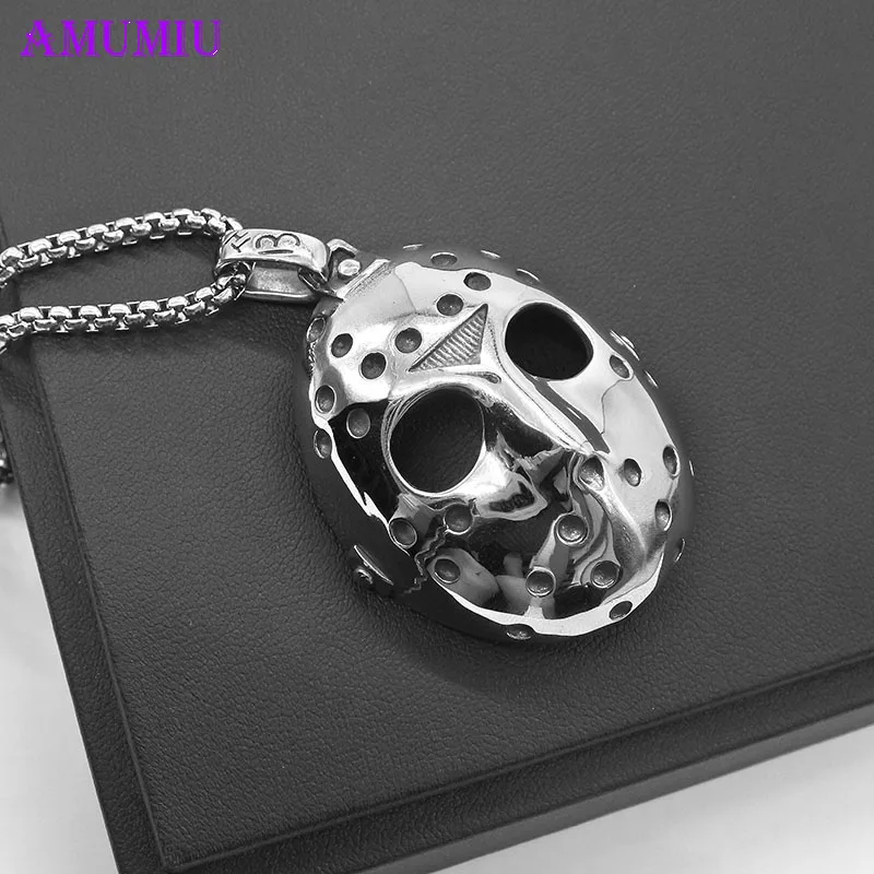 Ожерелье с подвеской AMUMIU маска ужаса Джейсона страшный серебристый цвет