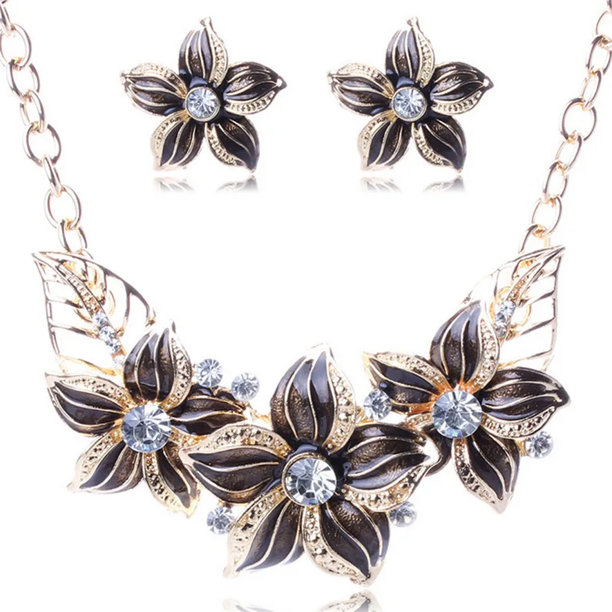 Женское винтажное массивное ожерелье элегантные серьги с цветами|jewelry sets|statement