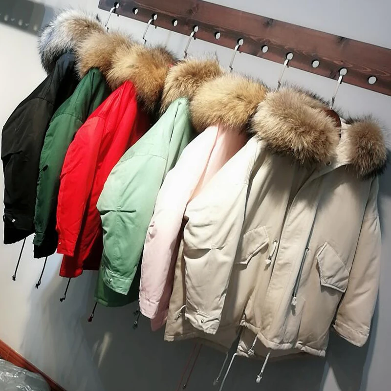 Длинный Зимний пуховик на гусином пуху для женщин 2018 роскошный большой воротник