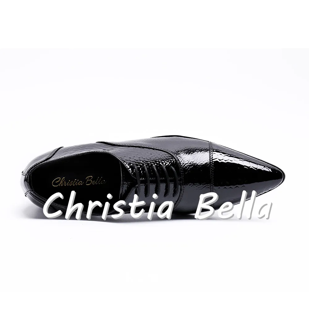 Christia Bella черные мужские туфли для торжественного случая с острым носком