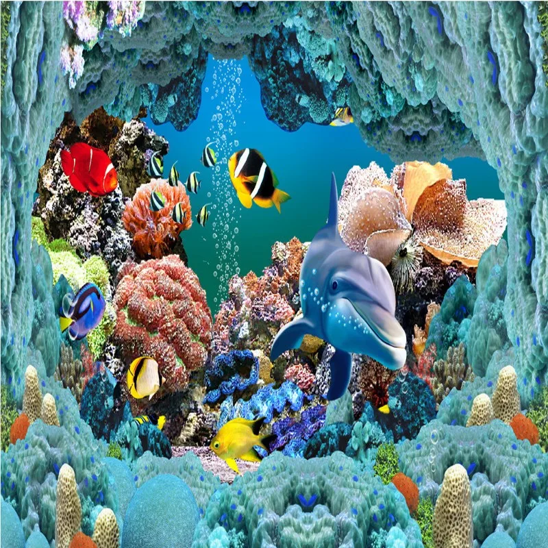 Бесплатная доставка спальня уличный пол живопись 3D Дельфин морские водоросли