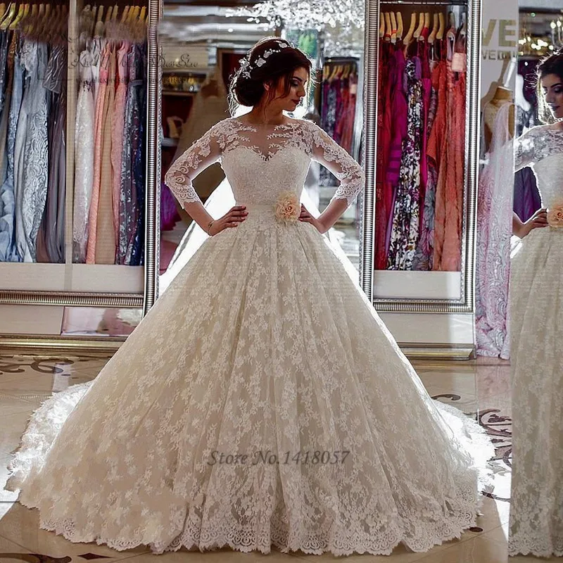Vestido de Noiva Renda пышные Роскошные турецкие свадебные платья арабское платье невесты