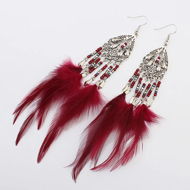 Женское винтажное длинное перо кисточка Find Me брендовые серьги подвески в стиле