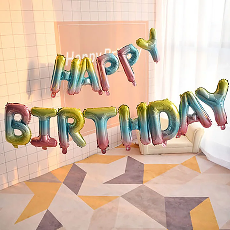 Шары воздушные из фольги в виде букв Happy Birthday 16 дюймов|Воздушные шары и